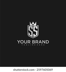 SS initial monogram shield and crown vector image