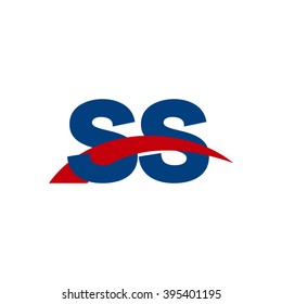 SS initial overlapping swoosh letter logo blue red