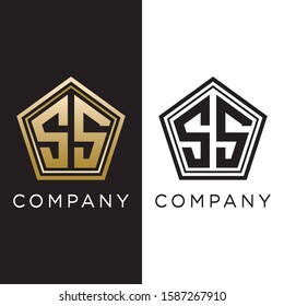 SS initial pentagon logo design luxury premium icon
