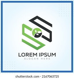 SS Leaf SSO Logo Template In Modern Creative Minimal Style Vector Design