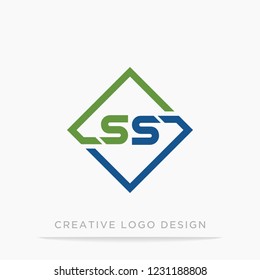 SS letter in harmony color rectangle logo design vector template