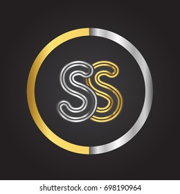 SS Letter logo in a circle. gold and silver colored. Vector design template elements for your business or company identity.
