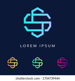 Diseño con logotipo de carta SS con tipografía gráfica creativa moderna de moda y colorida para Technology Company.