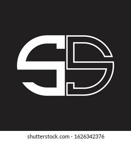 SS Letter logo monogram with oval shape negative space design template
