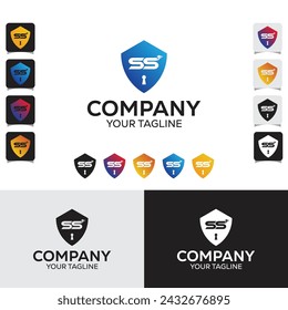 SS Letter With Shield  CCTV Camera Security Service Logo Template