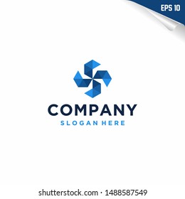 SS logo design template with geometric style blue color