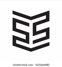 SS Logo Emblem Monogram With Shield Style Design Template Isolated On white Background