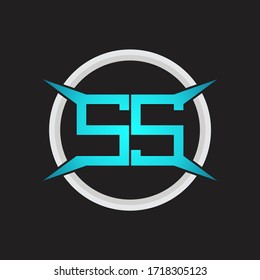 Monograma de logotipo SS con plantilla de diseño de forma circular y de cuatro ejes
