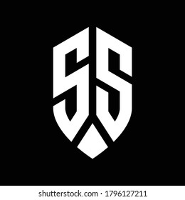 monograma del logotipo de ss con plantilla de diseño de estilo de escudo de emblema