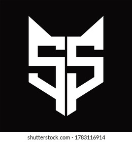 Monograma de logotipo SS con plantilla de diseño de forma de cabeza de zorro