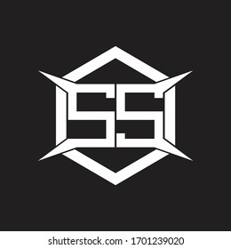 SS Logo monogram with hexagon and four taper shape design template