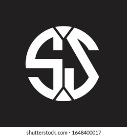 Monograma del logotipo SS con estilo de cinta circular