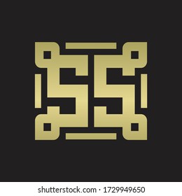 Monograma de logotipo SS con plantilla de diseño de línea de pieza