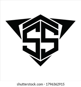SS Logo monogram with wings arrow around design template on white background