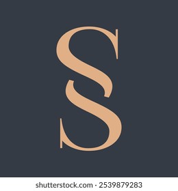 SS monogram logo. Elegant intertwined alphabet initials. Uppercase serif letter s. Luxury lettering sign. Modern deco design, fashion, beauty spa, wedding style characters typography.