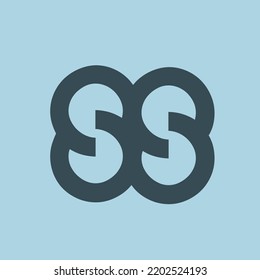 SS monogram logo. Letter s outline signature icon. Abstract alphabet initials isolated on light fund. Lettering sign. Modern design, minimalist, web, tech style characters. Geometric typography.