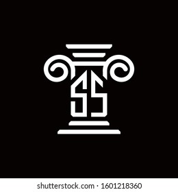 SS monogram logo with pillar style design template