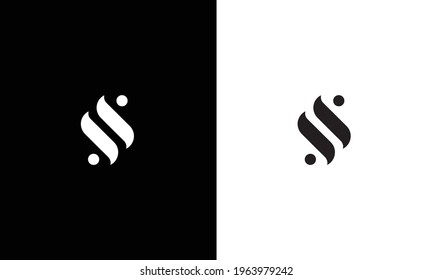 SS monogram logo. Vector icon containing letter s. Uppercase serif lettering in black and white color.