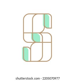 SS monogram logo.Letter s outline signature icon.Abstract alphabet initials isolated on light fund.Lettering sign.Modern design, minimalist, web, tech style characters.Geometric typography.