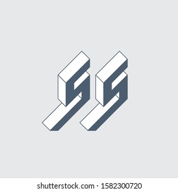 SS - monogram or logotype. Isometric 3d font for design. Volume alphabet. Outline fonts. Three-dimension letters. S and S.