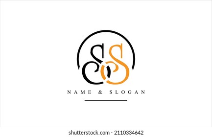 Monograma del logotipo de letras abstractas SS, S