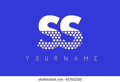 SS S S Dotted Pattern Letter Logo Design Vector with Blue Background.