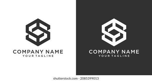 SS or S initial letter logo design vector on black and white background.