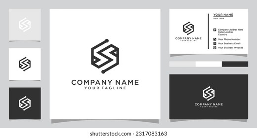 SS or S initial letter logo design vector with business card design