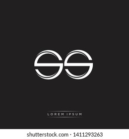 ss s logo Initial Letter Split Lowercase Modern Isolated on Black White