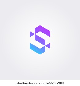SS, S S modern letter logo in gradient color. Initial logo concept vector with minimalist geometric shape.