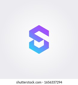 SS, S S modern letter logo in gradient color. Initial logo concept vector with minimalist geometric shape.