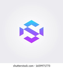 SS, S S modern letter logo in gradient color. Initial logo concept vector with minimalist geometric shape.