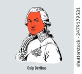ss is a Spanish nobleman by origin, Russian military and statesman. Founder of the Odessa port and the city of Odessa. Hand-drawn vector illustration
