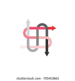 SS or SUN letter with four Arrow direction logo design vector