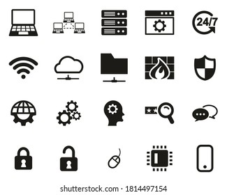SS System Administrator Icons Black White Set Big