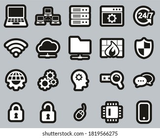 SS System Administrator Icons White On Black Sticker Set Big