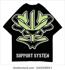 SS Text of Support System Lettering Illustration for tshirt design,Typography,Graffiti, poster, on white background eps10