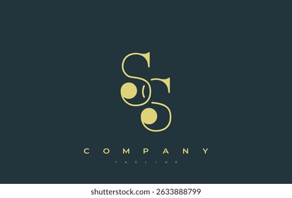 SS Typography Diseño de logotipos. Representación de diseño de monograma con estilo que presenta las letras S y S combinadas en un estilo de firma artística, que ofrece una representación visual única y creativa.
