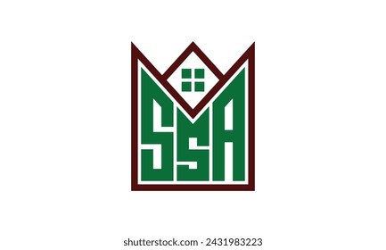 SSA initial letter real estate builders logo design vector. construction, housing, home marker, property, building, apartment, flat, compartment, business, corporate, house rent, rental, commercial