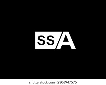 SSA Logo and Graphics design vector art, Icons isolated on black background