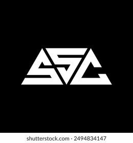 SSC triangle letter logo design with triangle shape. SSC triangle logo design monogram. SSC triangle vector logo template with red color. SSC triangular logo Simple, Elegant, and Luxurious design.