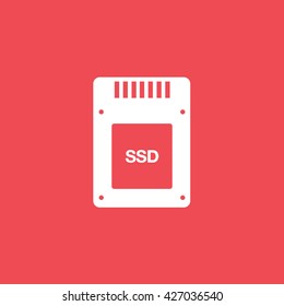 SSD Card Icon On Red Background