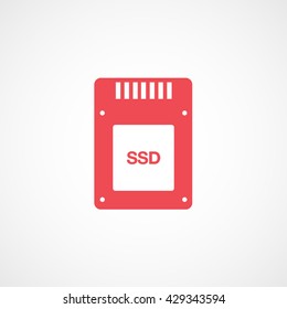 SSD Card Red Icon On White Background