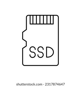 Icono de vector de contorno de chip Ssd que puede editar o modificar fácilmente 

