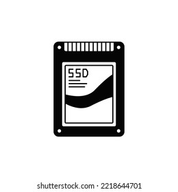 SSD Drive icon in black flat glyph, filled style isolated on white background