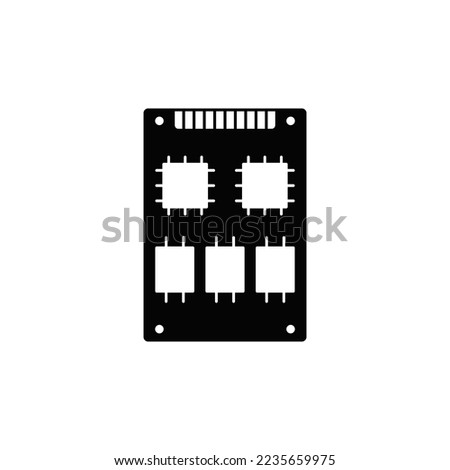 SSD Drive  icon in black flat glyph, filled style isolated on white background