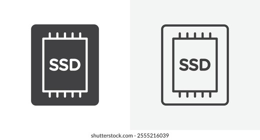SSD drive icon. outlined vector style.