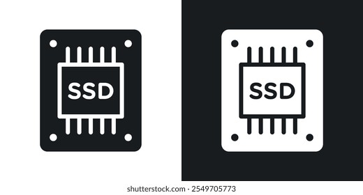 Paquete de iconos de unidad SSD en color negro.