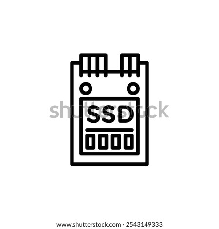 SSD drive icon set. outlined and solid filled versions.