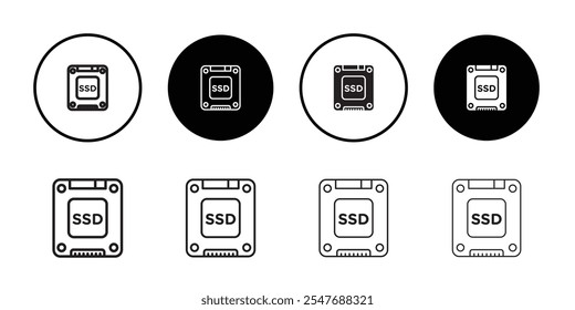 SSD drive icon Thin line flat illustration